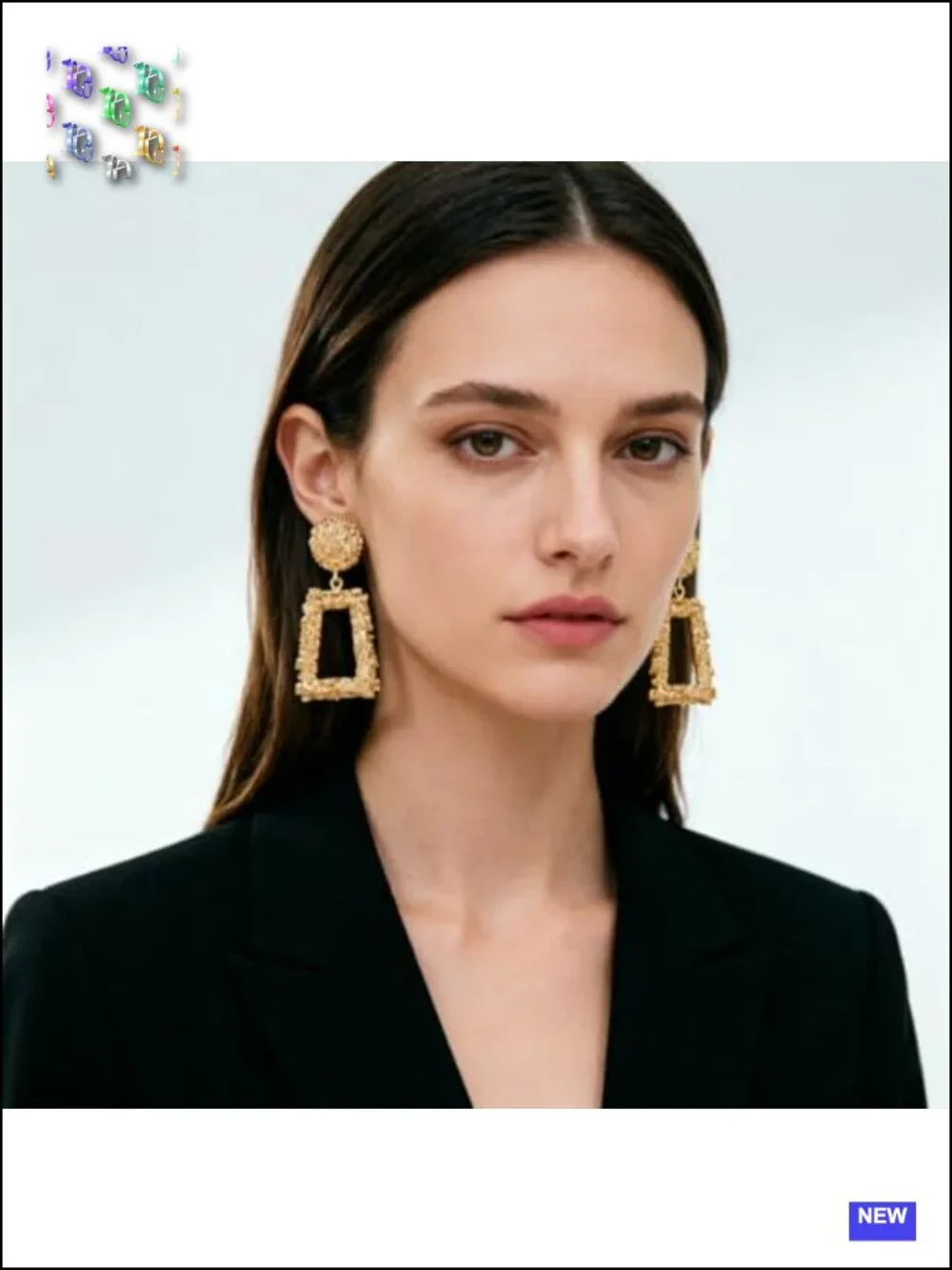 Geometric Drop Earrings, Matte 14K Gold Trapezoid Dangle with Textured Relief,